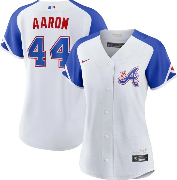 Women's Nike Hank Aaron White Atlanta Braves 2023 City Connect Replica Player Jersey