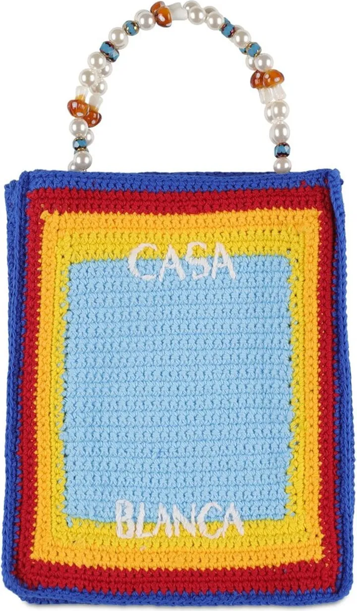 Beaded crochet tote bag