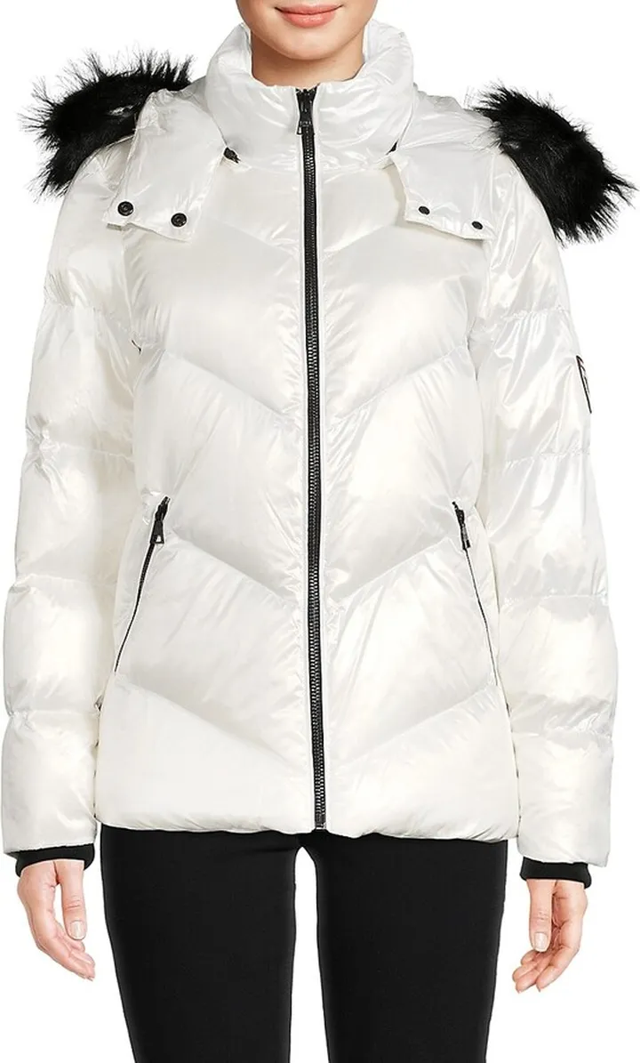 Faux Fur Trim Hooded Down Jacket