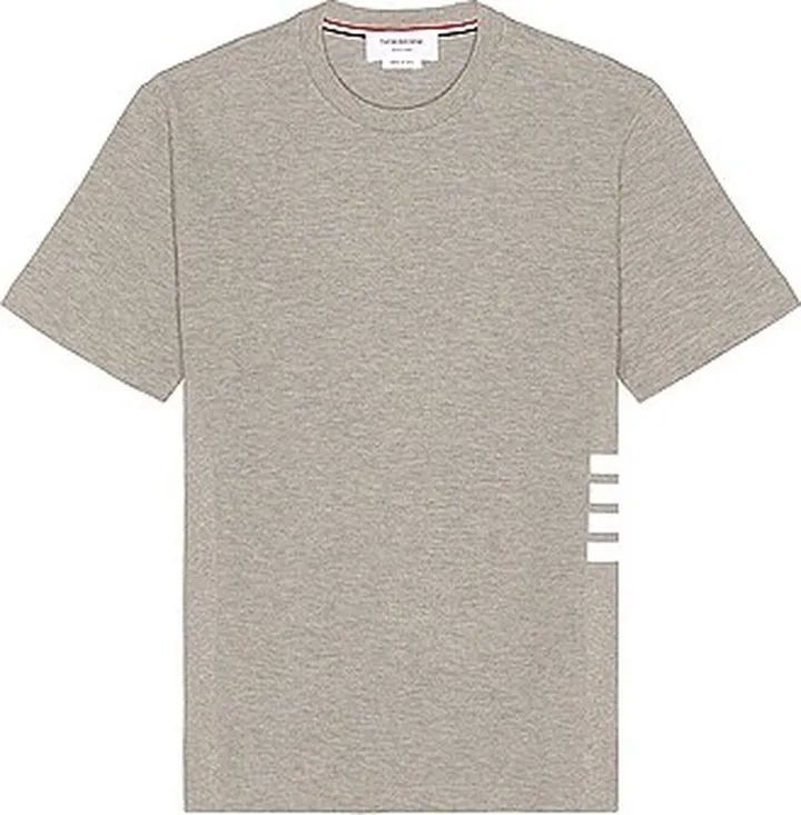 Thom Browne 4 Bar Short Sleeve Cuff Tee in Grey