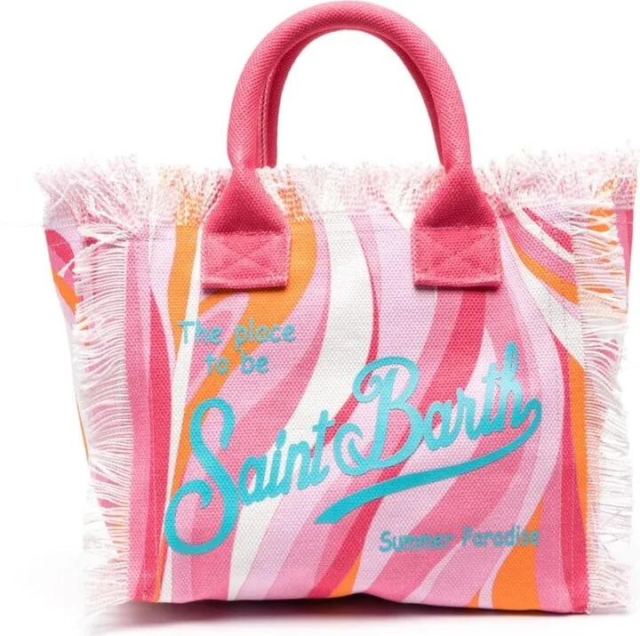 Logo-Print Fringed Beach Bag