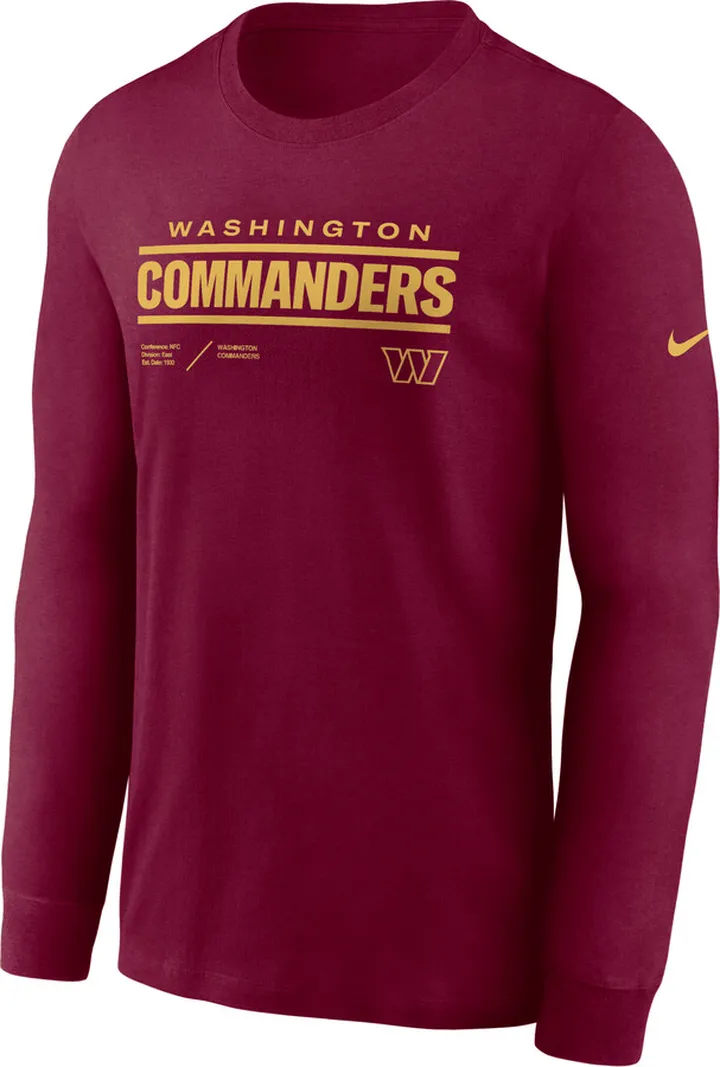 Nike Men's Dri-FIT Infograph Lockup (NFL Washington Commanders) Long-Sleeve T-Shirt in Red