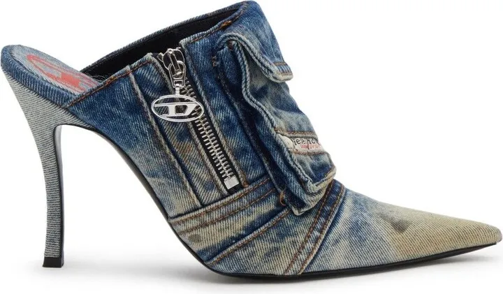 Blue D-Venus Pocket Denim Mules