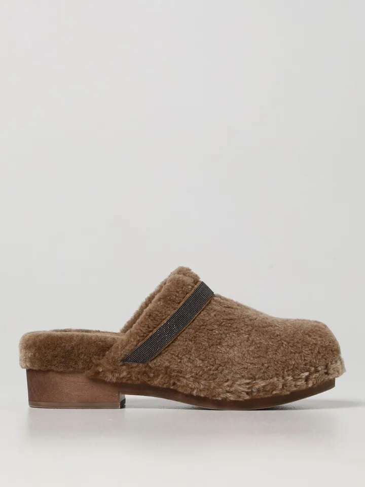 Brunello Cucinelli shearling clogs