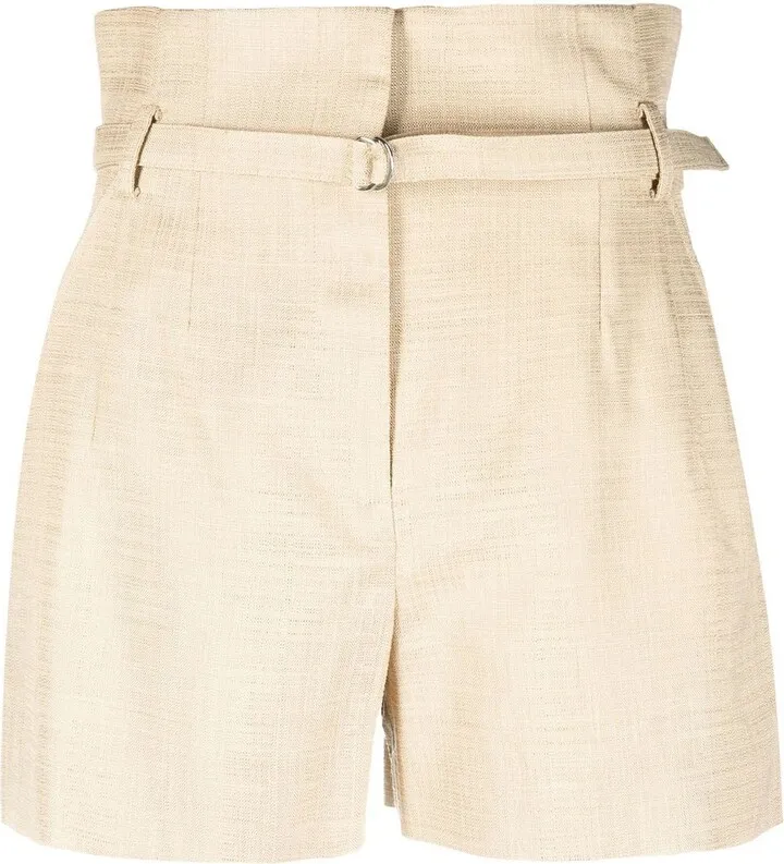 High-Waist Belted Mini Shorts