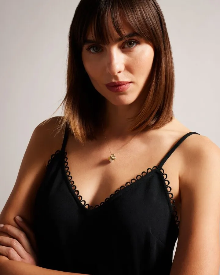 Strappy Cami With Looped Trims in Black