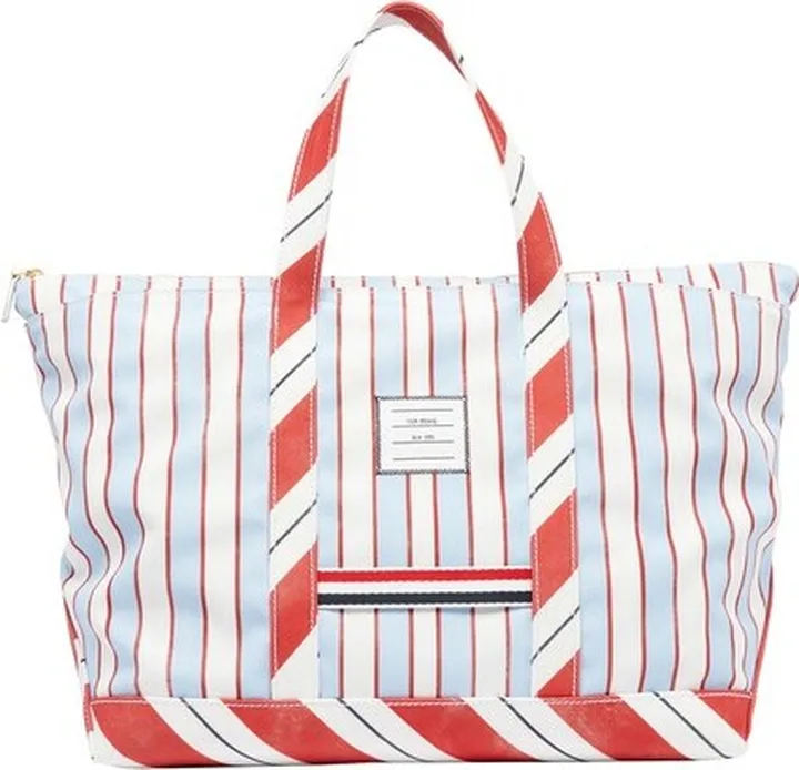 Striped canvas tote bag