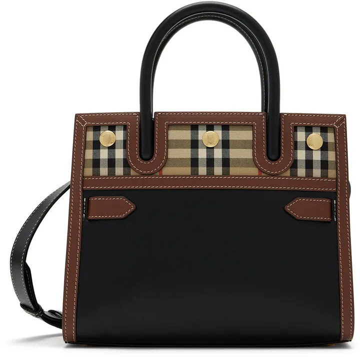 Burberry Black Mini Vintage Check Title Bag