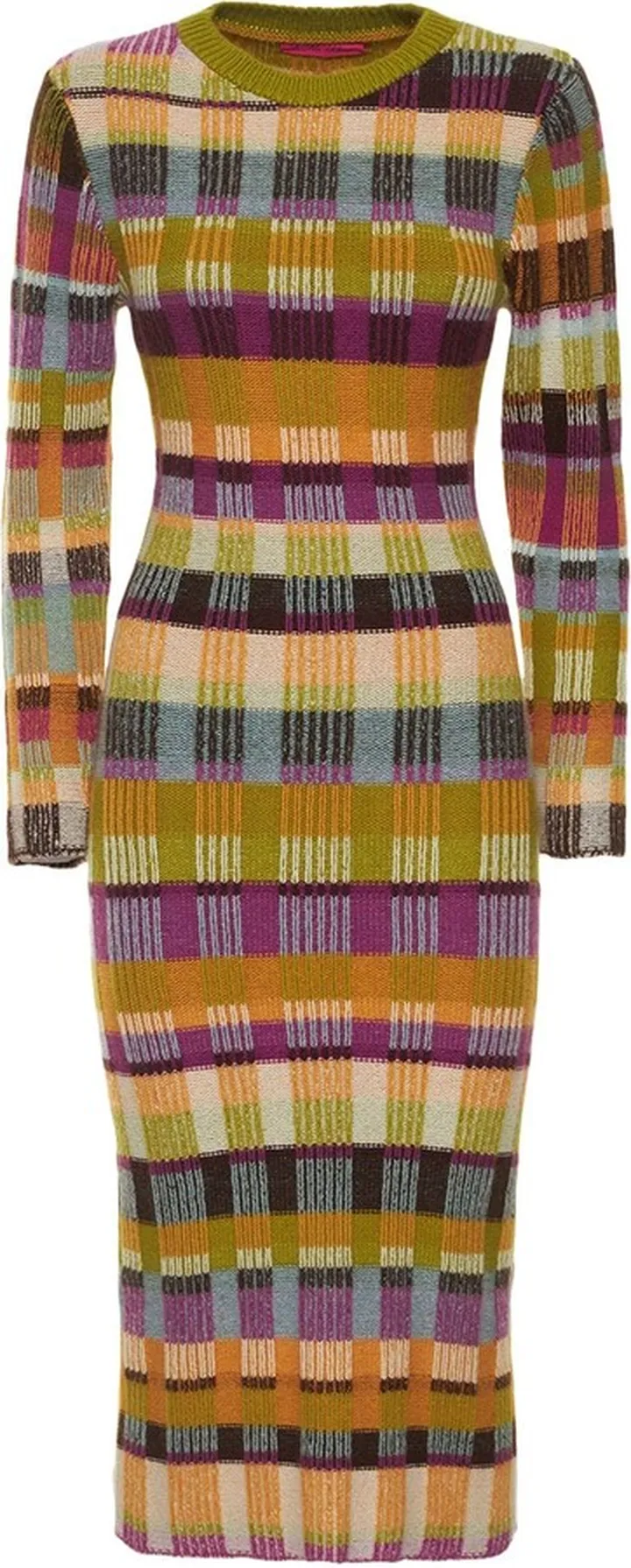 Block rib knitted cashmere midi dress