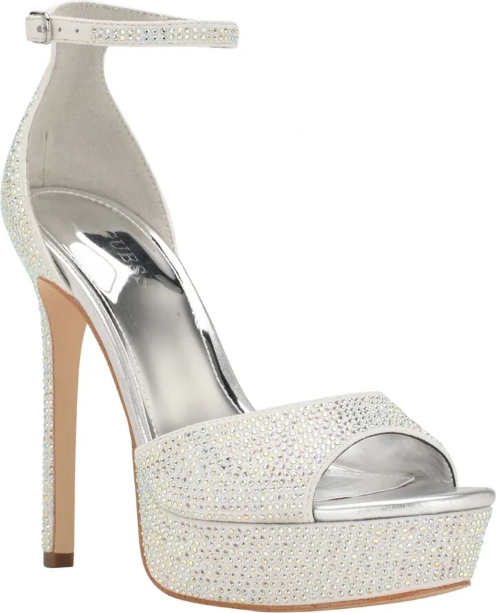 Guess Women's Cadly Embellished Two Piece Platform Dress Sandals Women's Shoes