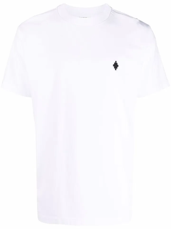 Cross-logo embroidered cotton T-shirt
