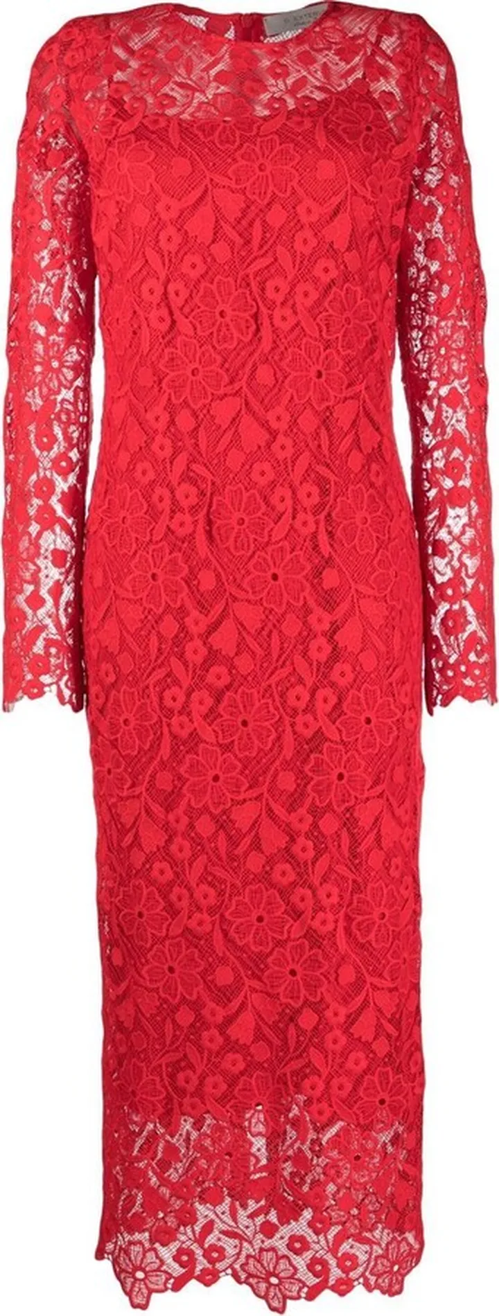 Lace Long-Sleeve Midi Dress