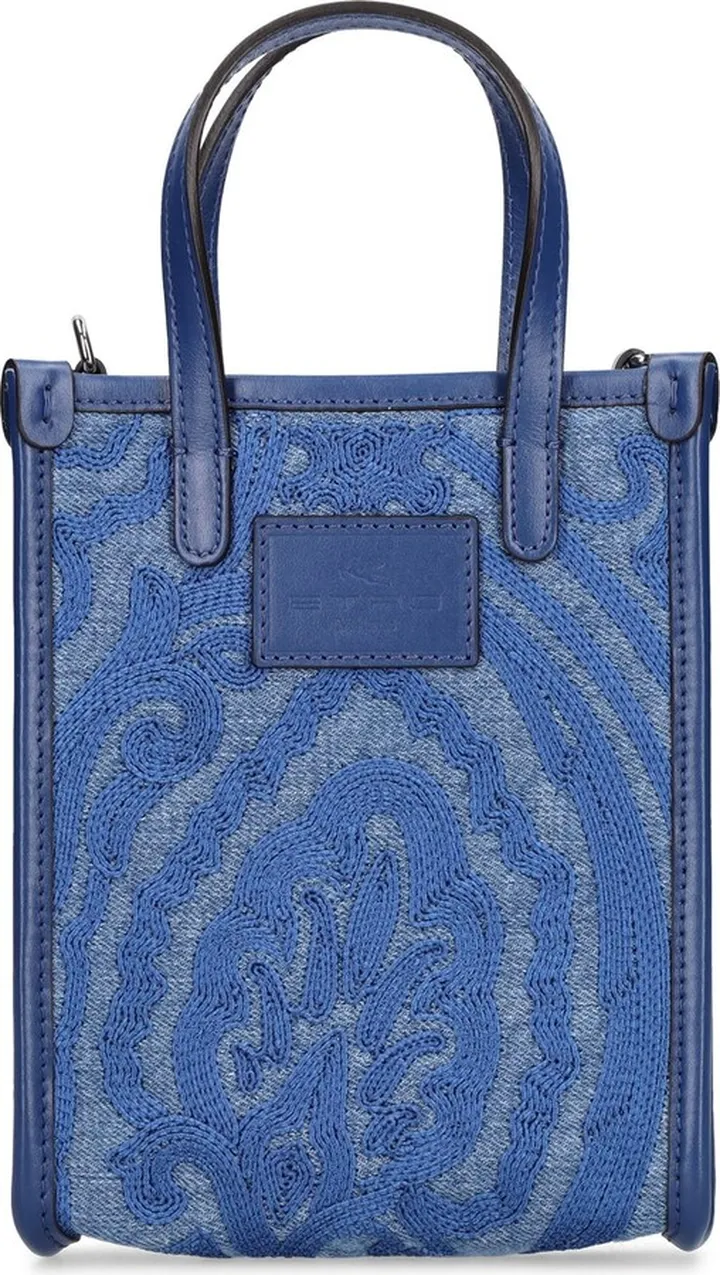 Globetrotter embroidered denim tote bag