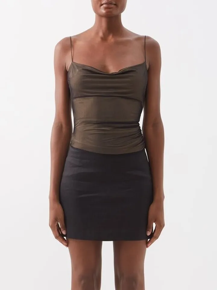 Lilburn Mesh-layered Satin Cami Top