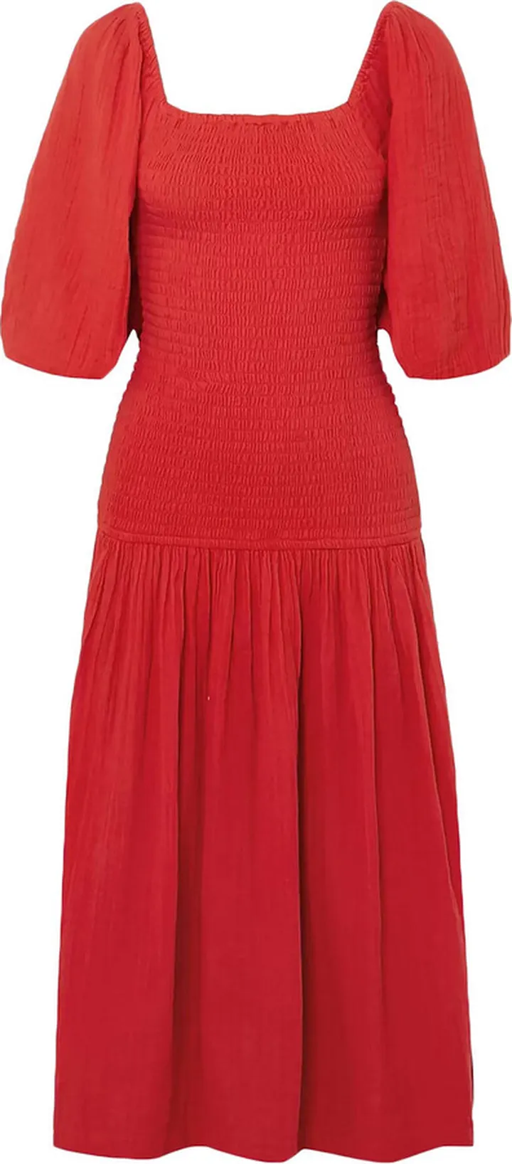 Harper smocked cotton-gauze midi dress