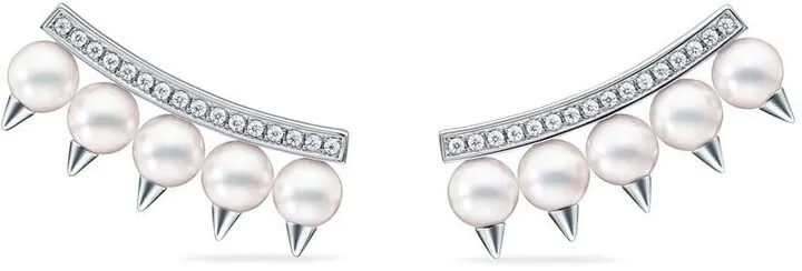 18kt white gold Collection Line Danger plus diamond pavé earrings