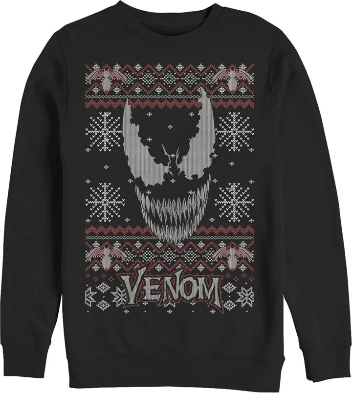 Men's Marvel Ugly Christmas Venom Face Sweatshirt - Black - Medium