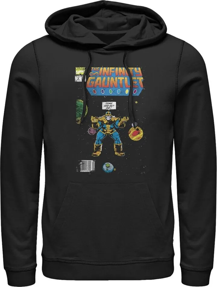 Men's Marvel Thanos Infinity Gauntlet Comic Book Pull Over Hoodie - Black - 2X Large