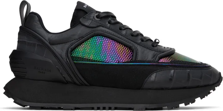 Balmain Black Racer Iridescent Sneakers