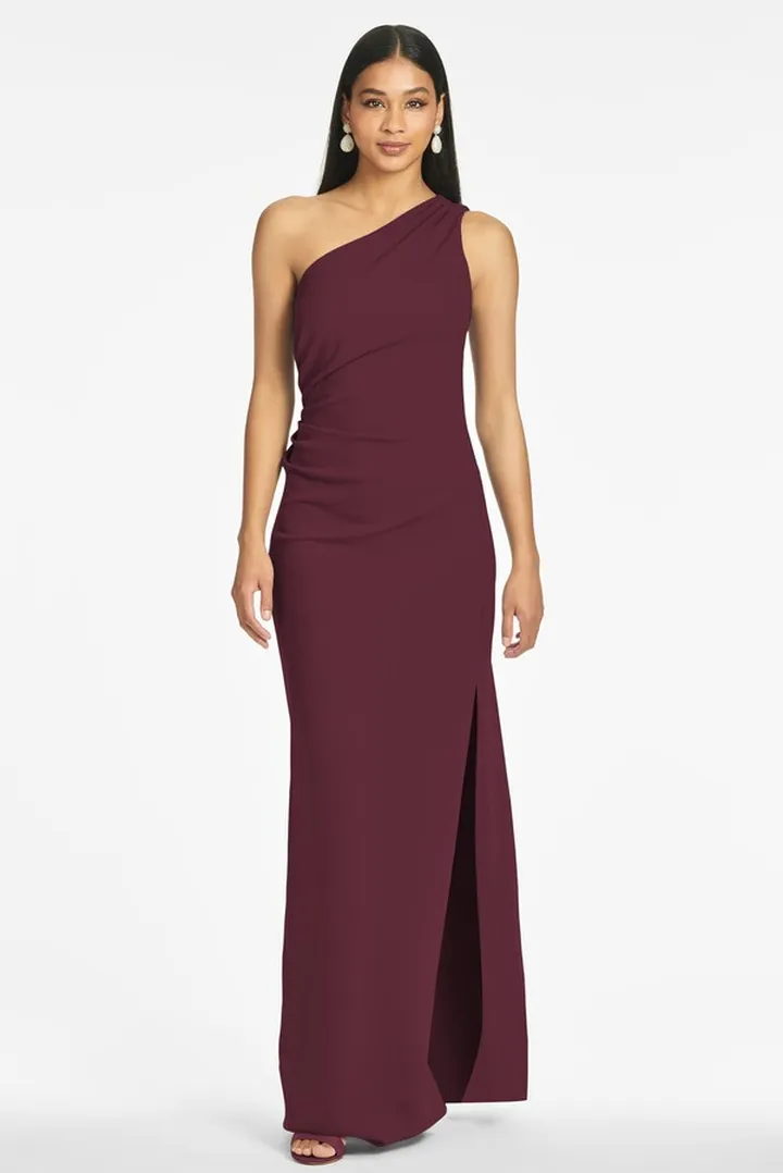 Cece 4-Way Stretch Crepe Gown - Deep Wine