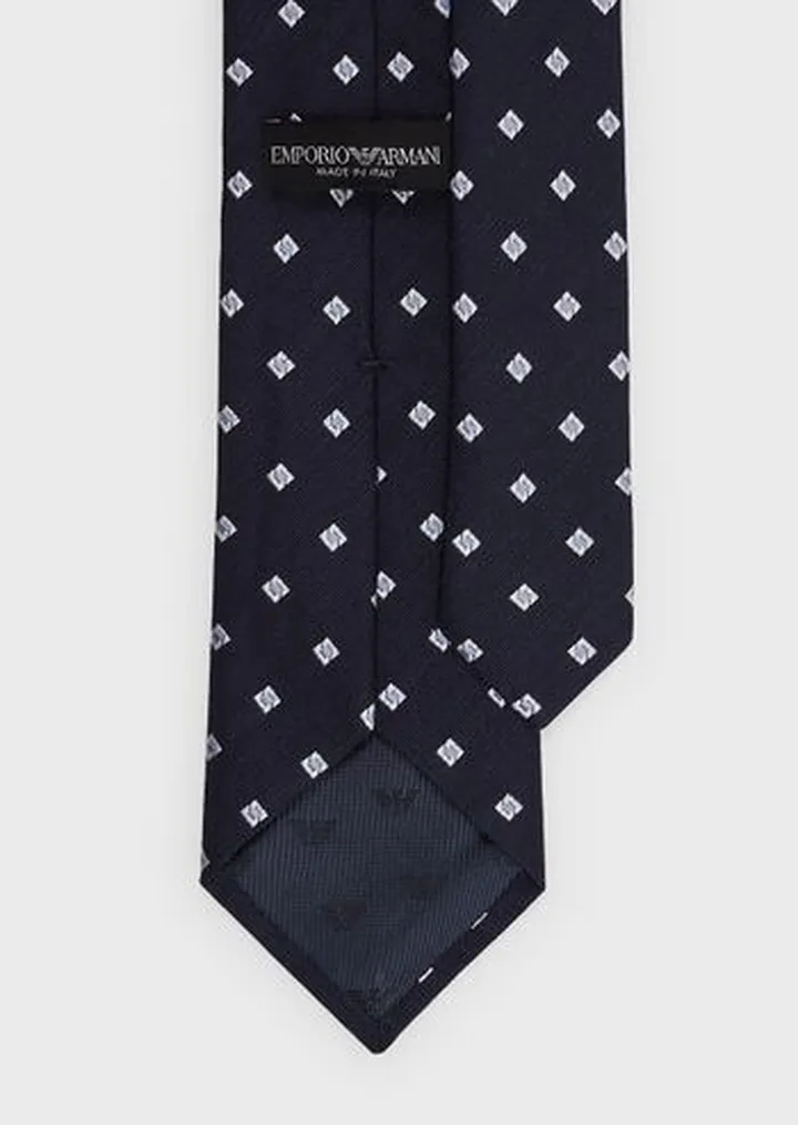 Silk and linen blend jacquard tie