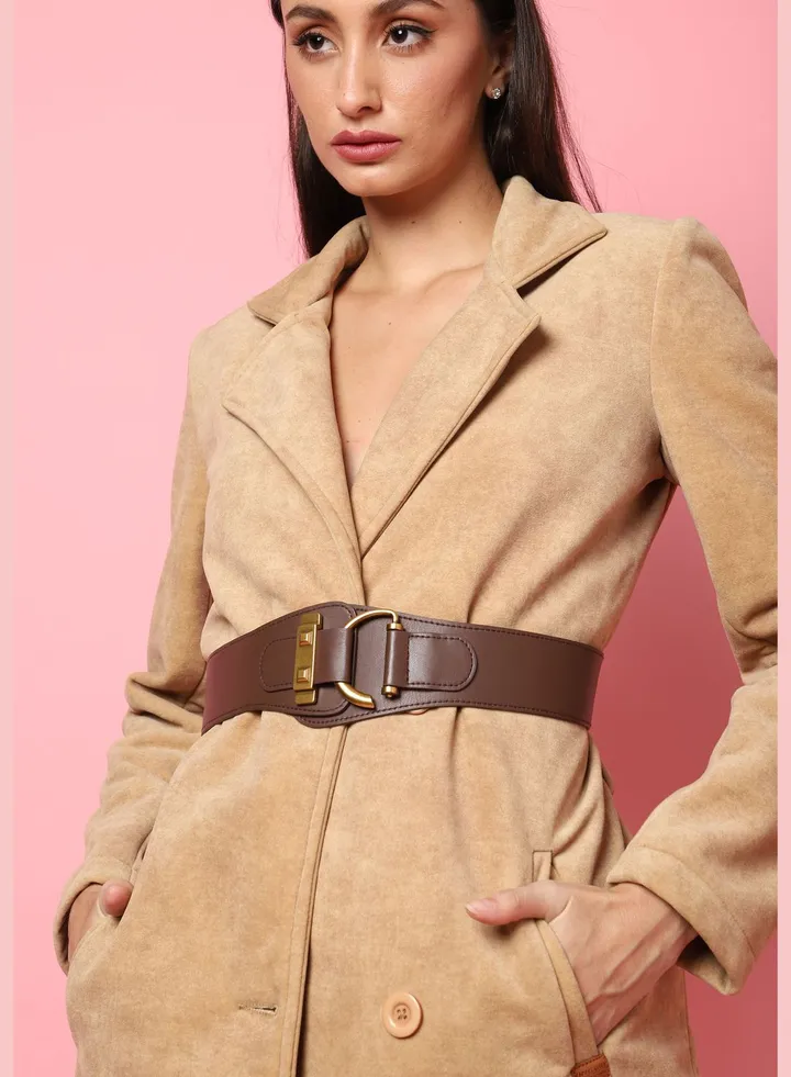 Casual Solid Stretchable PU Leather Waist Belt For Women