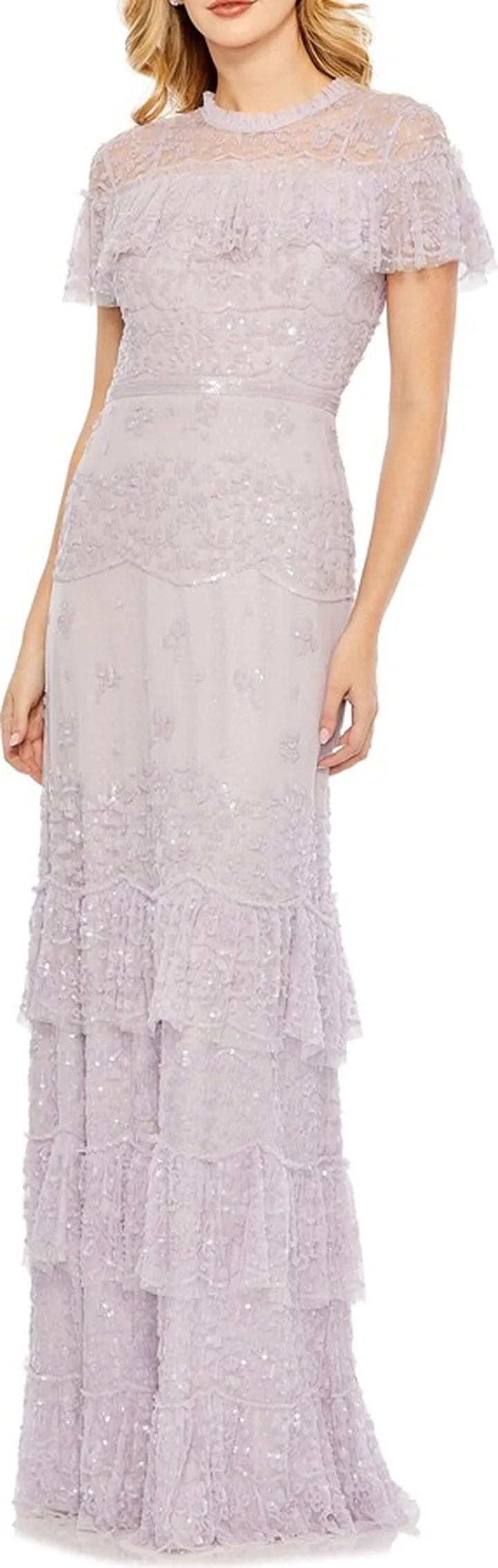 Embellished Ruffle Gown