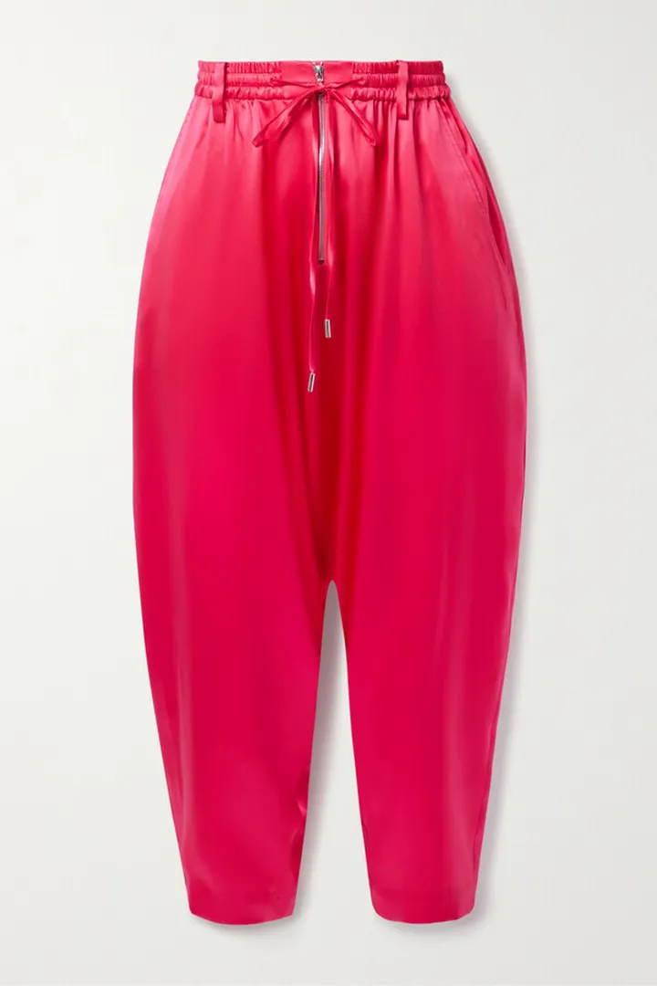 PARTOW - Lyle Cropped Silk Track Pants - Pink