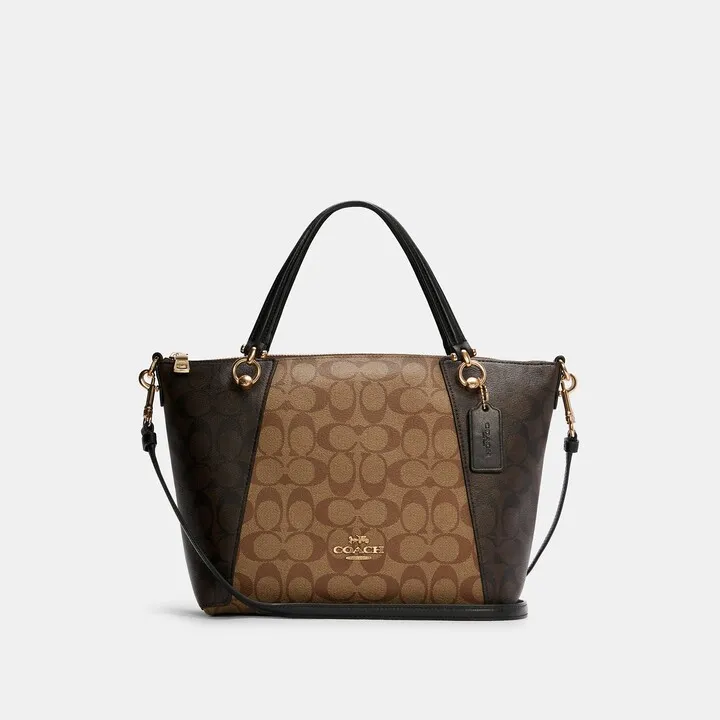Kacey Satchel In Blocked Signature Canvas
