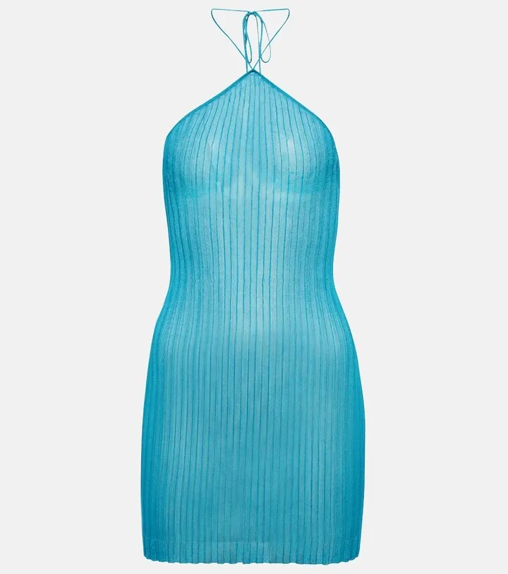 Halterneck cotton minidress
