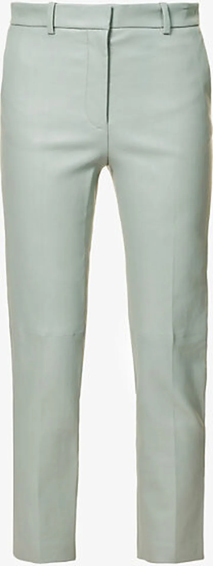 Womens Sage Coleman Cropped Straight-leg Leather Trousers