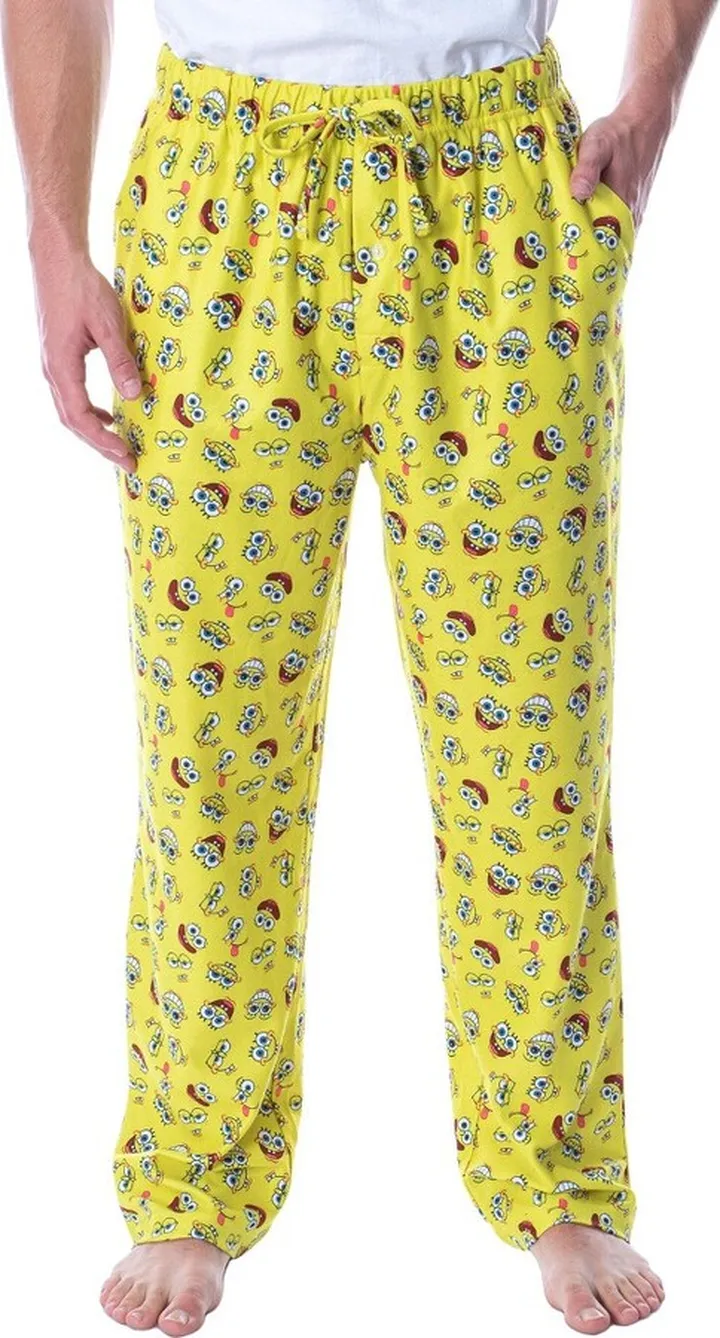Nickelodeon Men's SpongeBob SquarePants Expressions Loungewear Pajama Pants (MD) Yellow