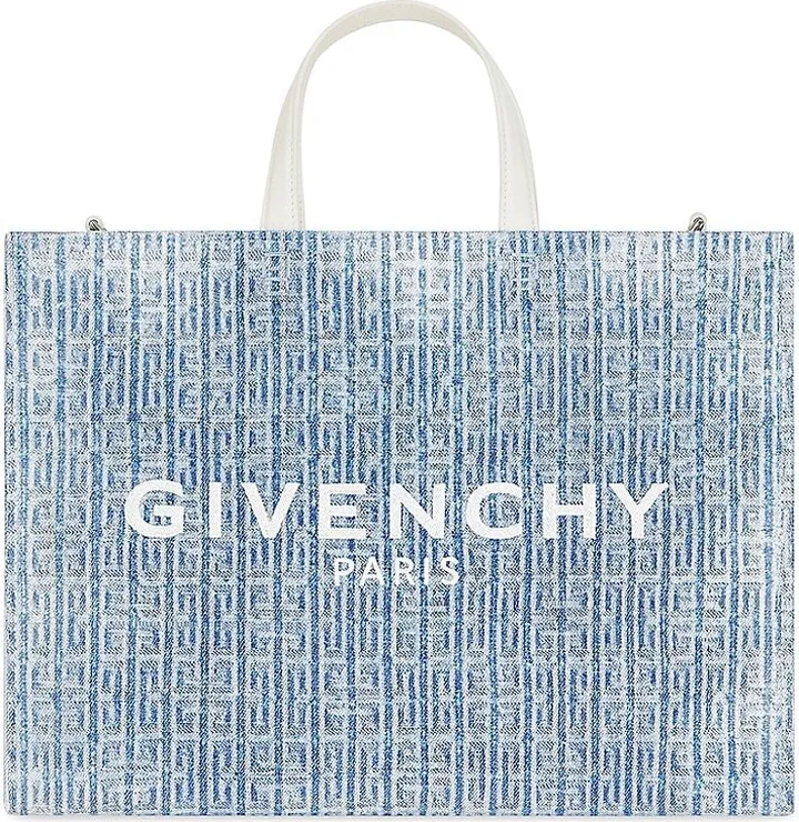 Medium G Tote shopping bag in 4G denim