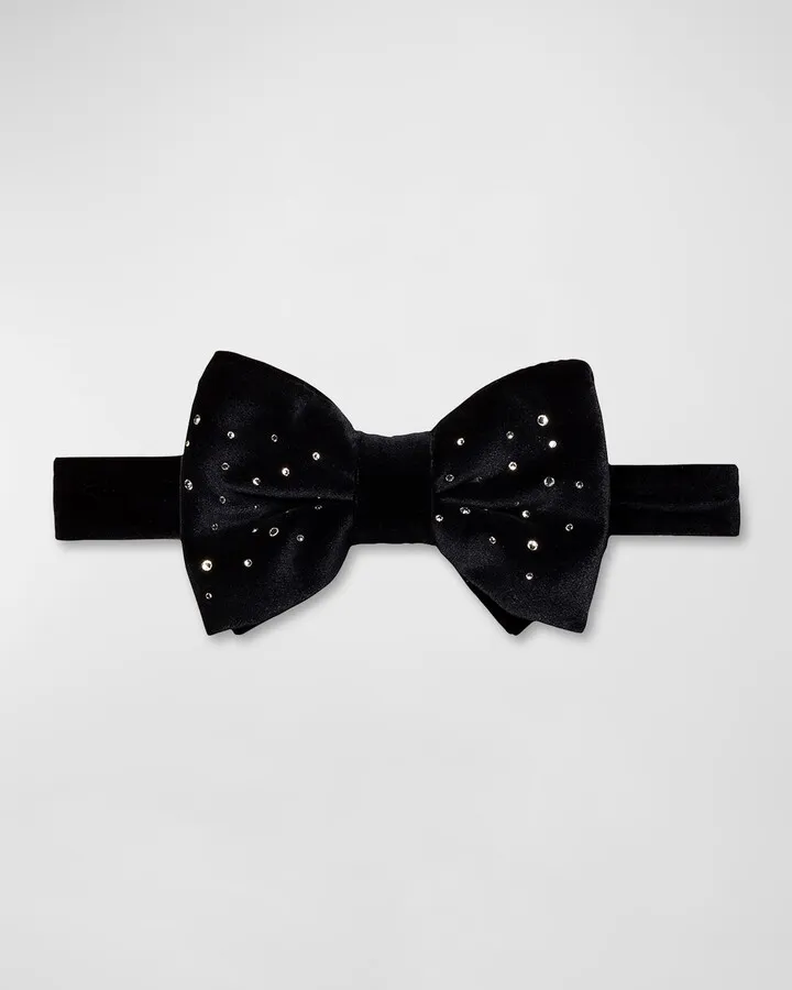 Men's Pre-Tied Velvet Bow Tie with Swarovski® Crystals