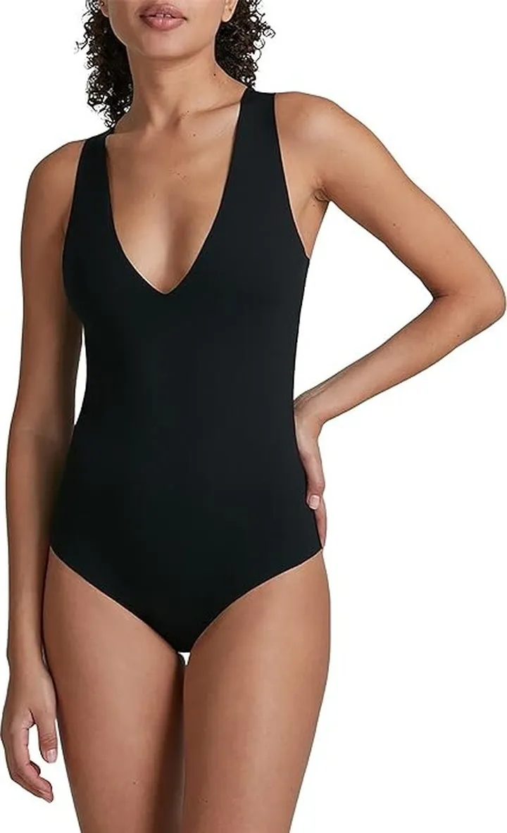 Commando Neoprene Deep V Bodysuit NEO408 (Black) Women's Jumpsuit & Rompers One Piece