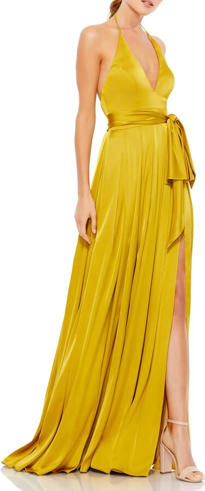 Halter Satin Sheath Gown