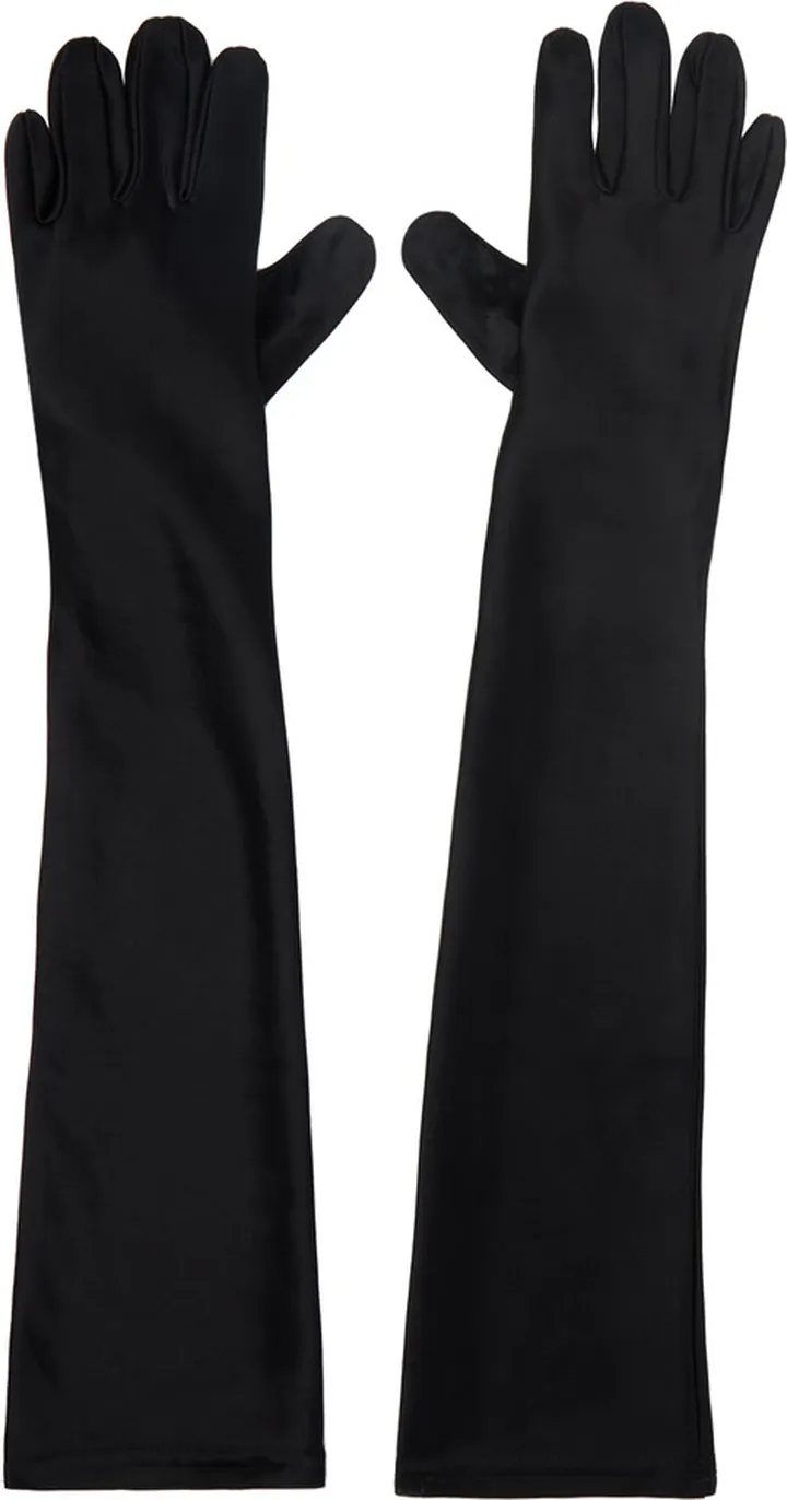 Anna Sui SSENSE Exclusive Black Satin Long Gloves