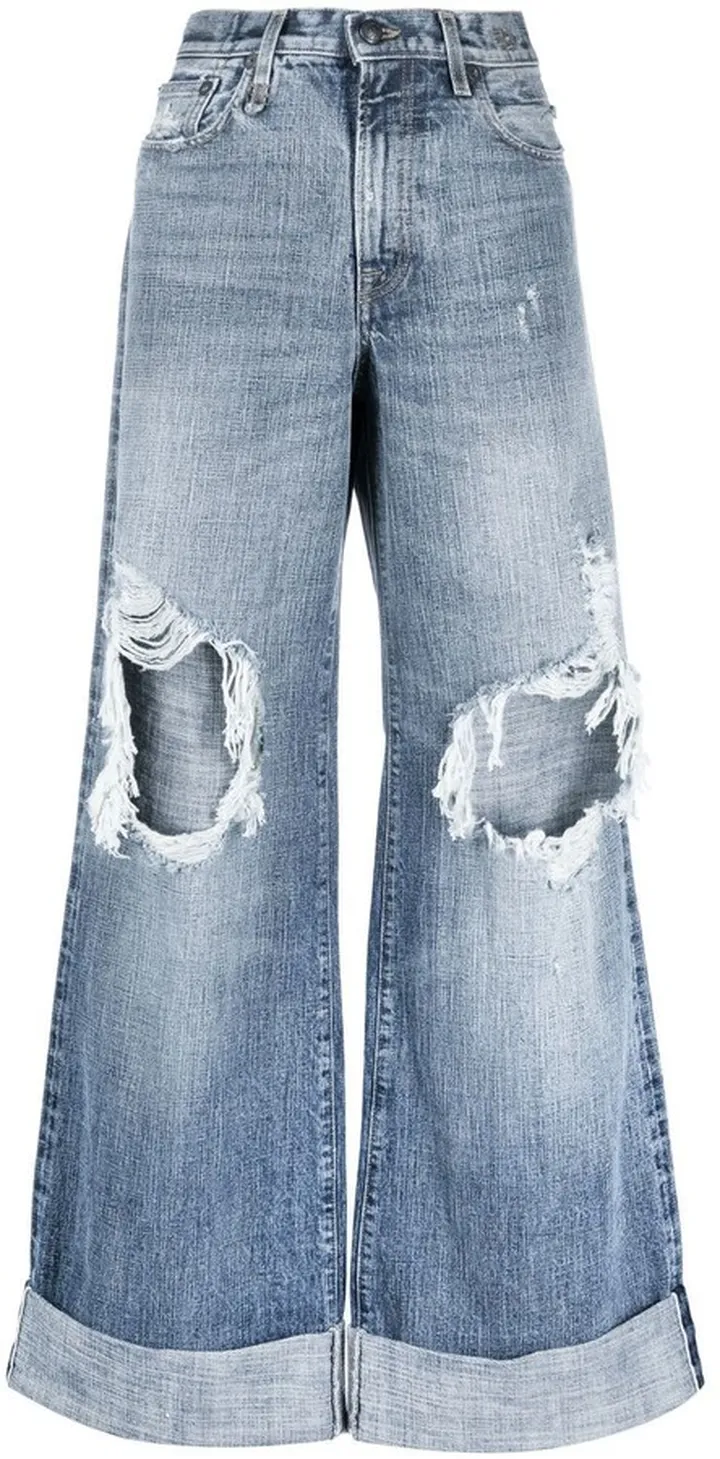Ripped Wide-Leg Jeans