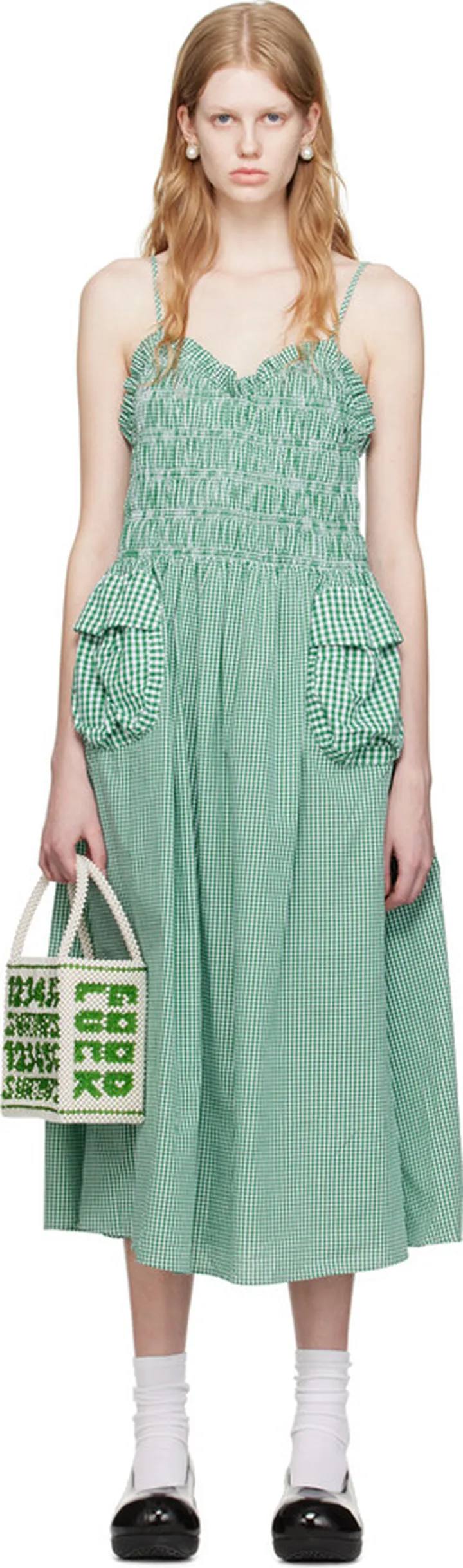 Shrimps Green & White Liberty Midi Dress