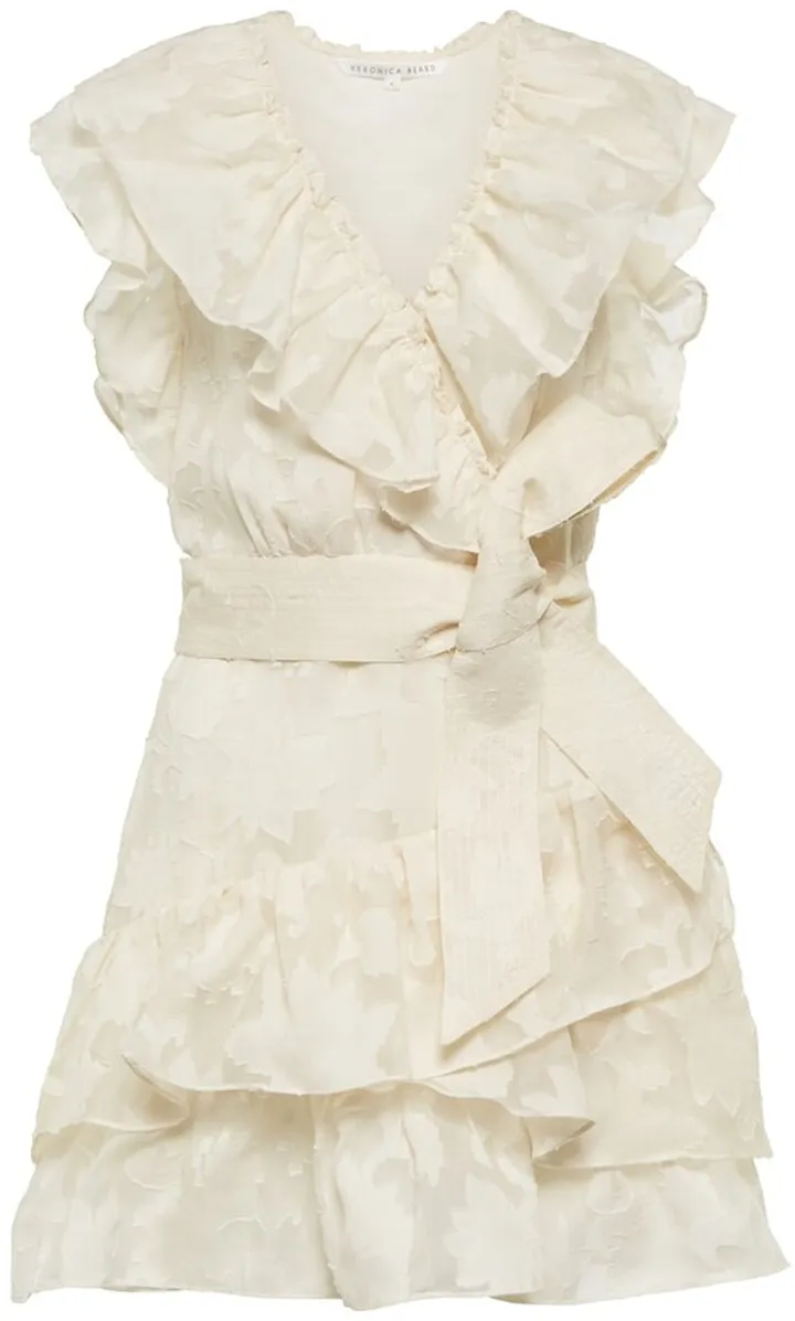 Mahita ruffle-trimmed jacquard minidress