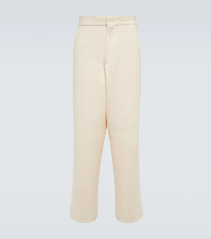 Wide-leg cotton boucle pants