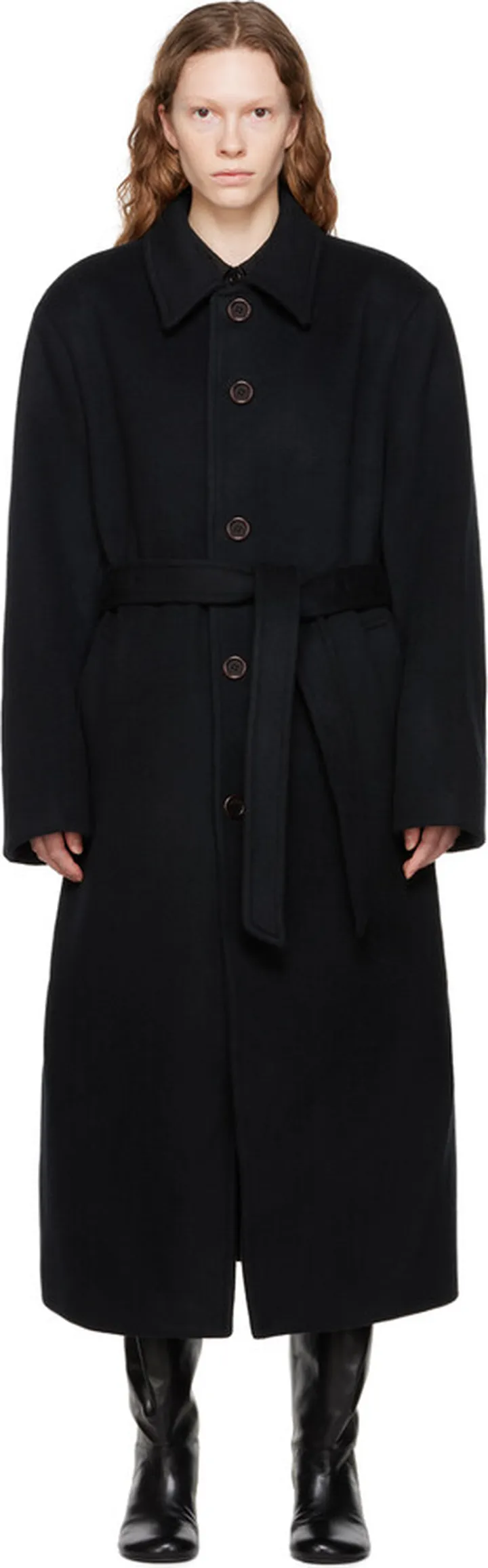 AMOMENTO Black Button Up Coat