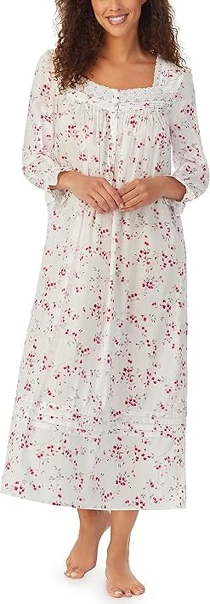 Eileen West Long Sleeve Ballet Gown (Holiday Floral) Women's Pajama