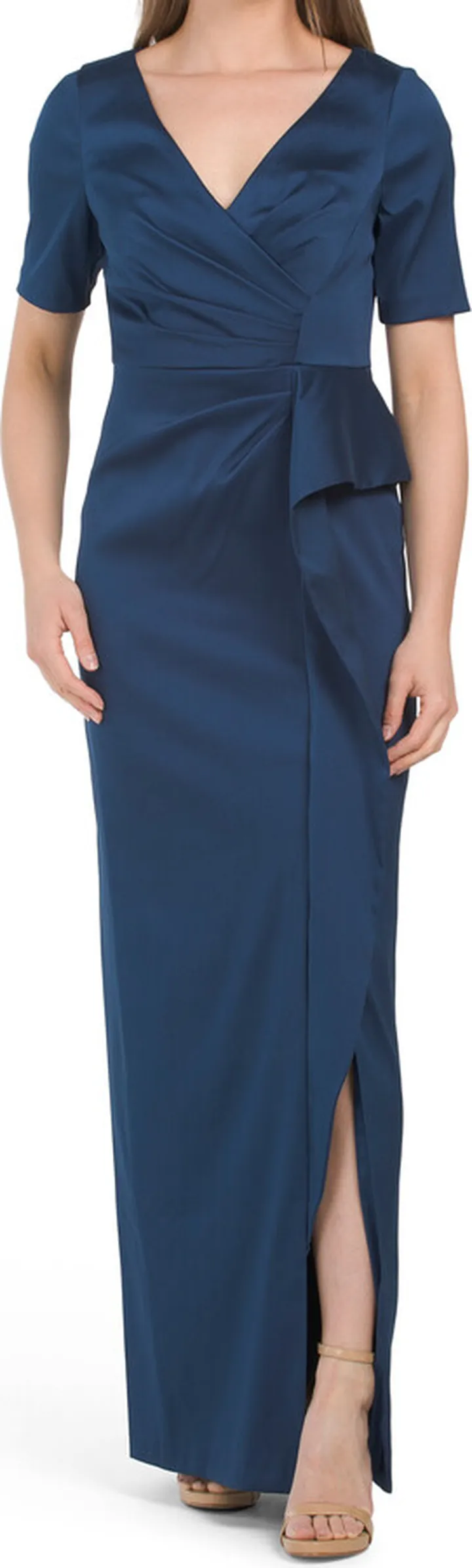 Short Sleeve V-neck Gown