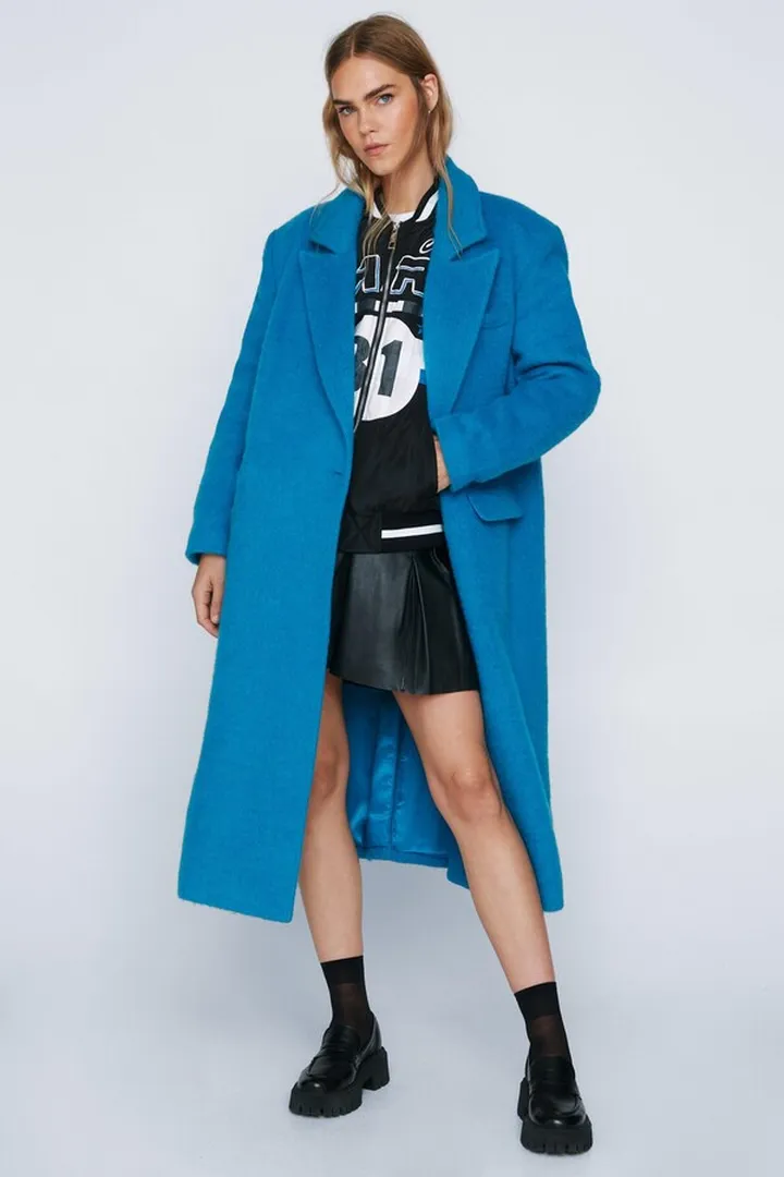 Nasty Gal Womens Premium Masculine Brushed Wool Coat