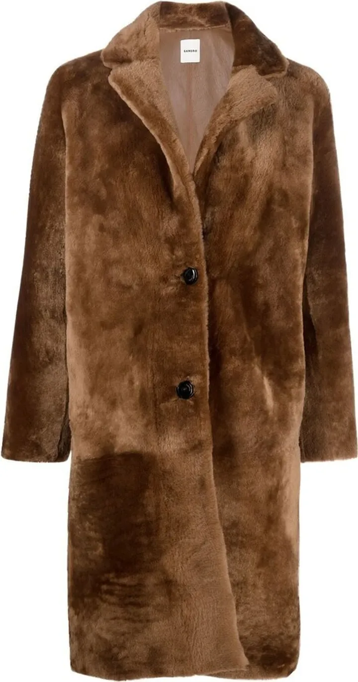 Single-Breasted Shearling Coat
