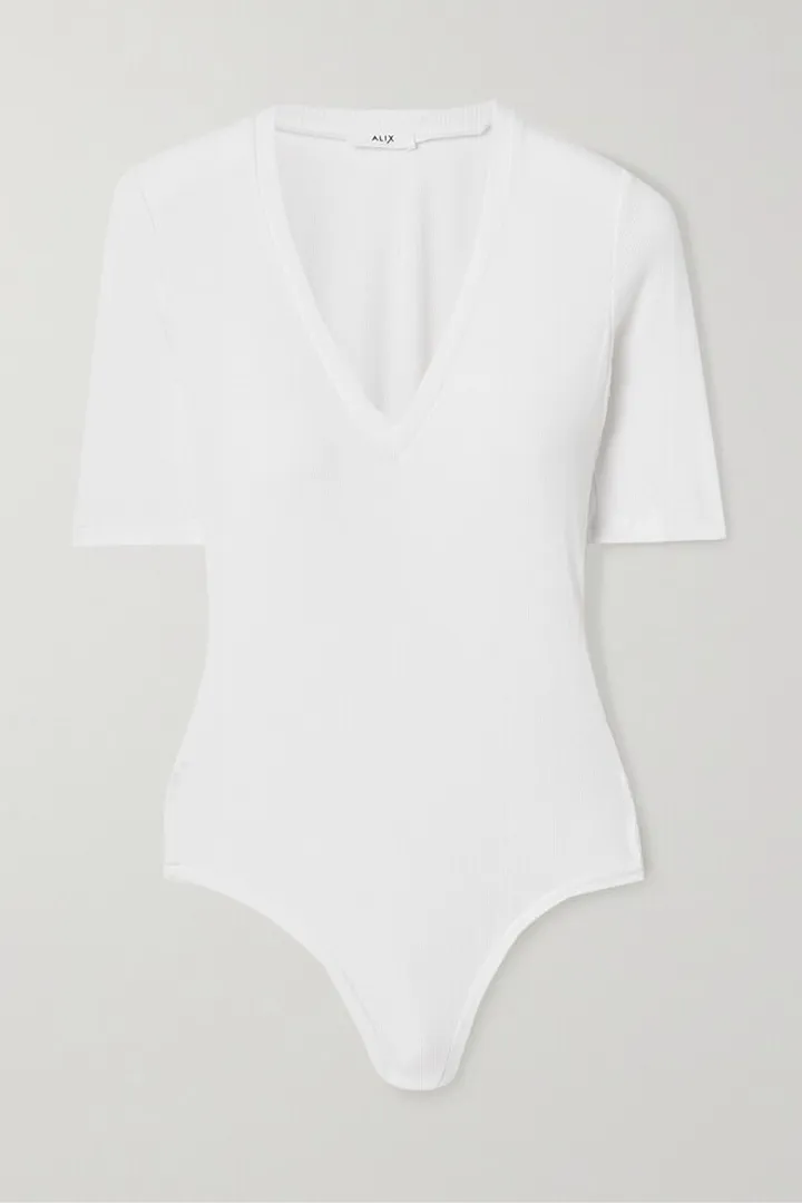 Alix NYC - Bedford Ribbed Stretch-modal Thong Bodysuit - White