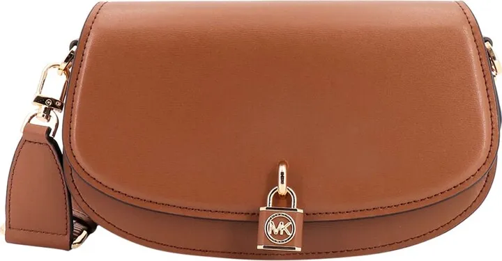 Leather shoulder bag with metal logo detail