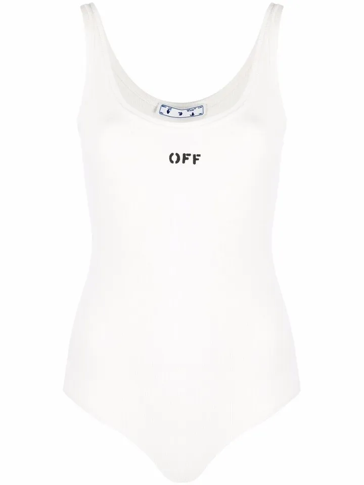 Logo-Print Ribbed Bodysuit