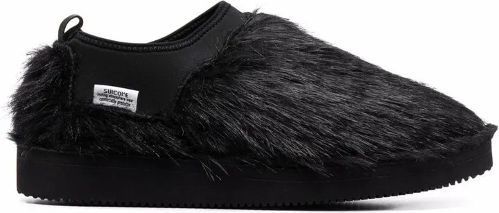 Faux-Fur Panelled Slippers